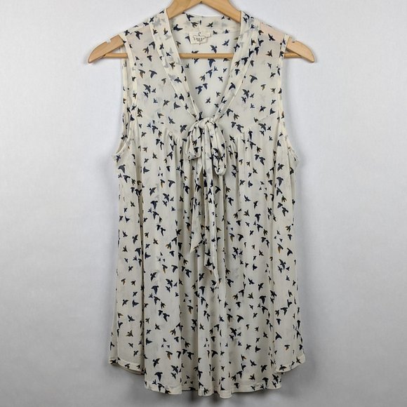 Ember Tops - Ember Semi-Sheer Tank Bird Print L
